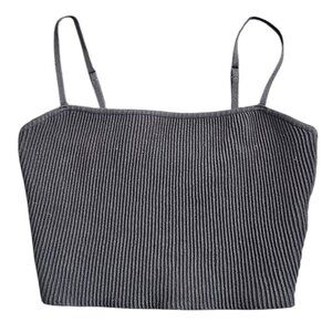 Aritzia Babaton Sculpt Knit Crop Cami Tank, Ribbed, Thick, Black, Square Neck, S